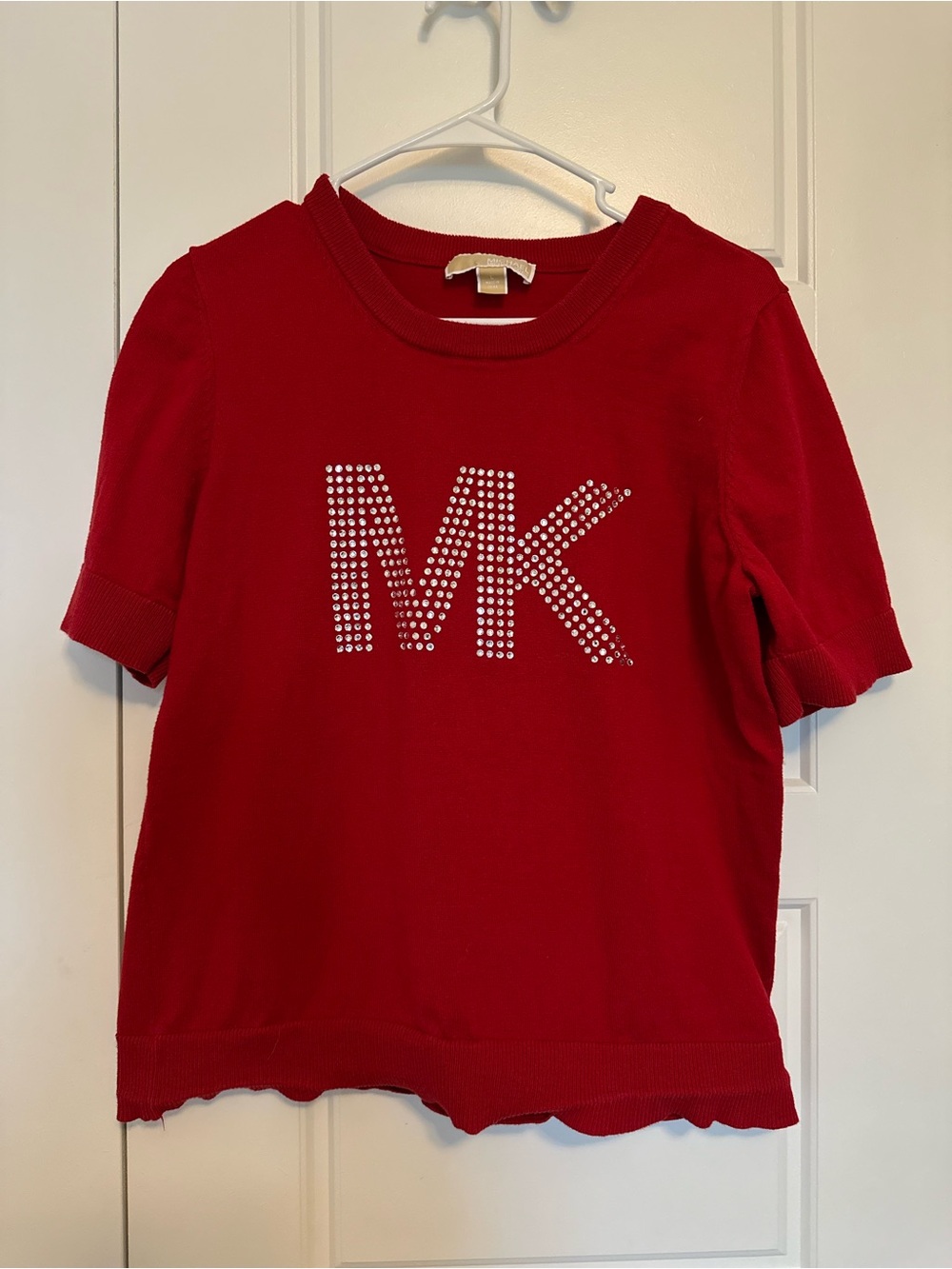 Michael Kors Red MK Rhinestone Tee